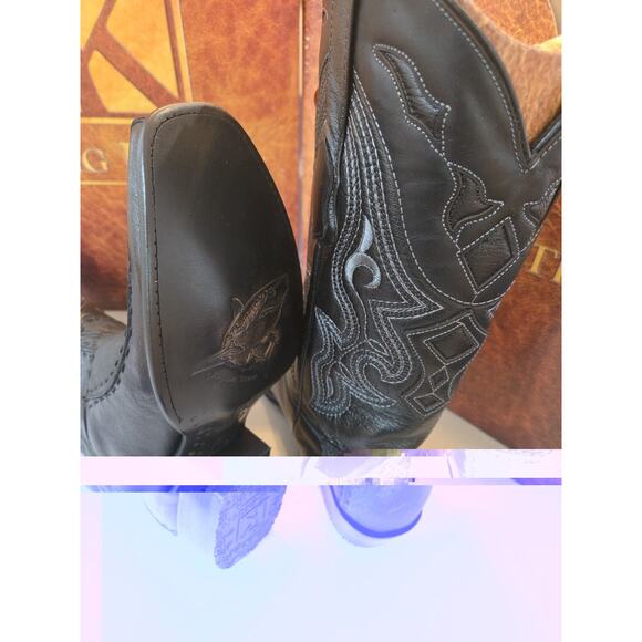 King Exotic US10.5 BLACK GENUINE SHARK Western Boot Dubai Square Toe D 479F0905 main image 6